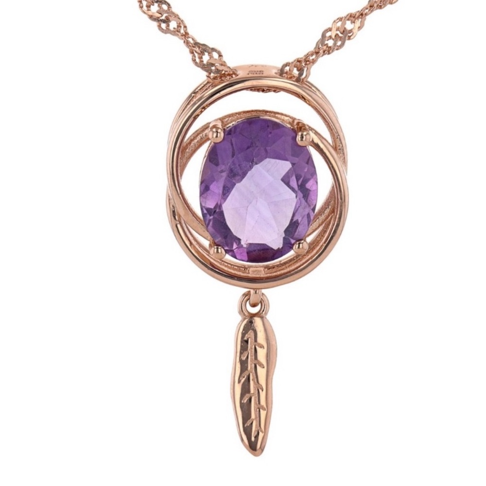 Lavender Amethyst Oval Pendant Necklace